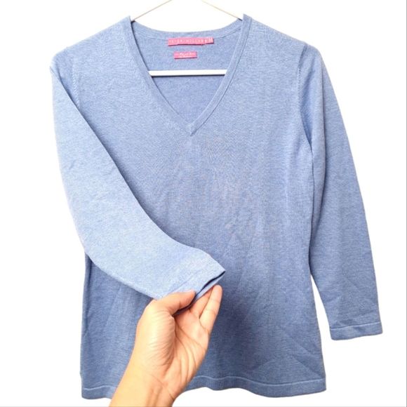 Peter Millar V-neck Silk Cotton Cashmere Lightweight Sweater Blue Women's Size S - Picture 1 of 14